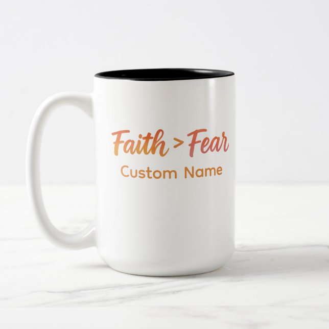 Taza Bicolor Faith > Fear Watercolor Sunrise Motivationa Person (Izquierda)