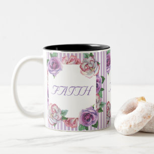 Taza Bicolor Faith Hope Love Floral Mug