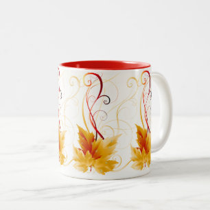 Taza Bicolor Fall Leaves Mug