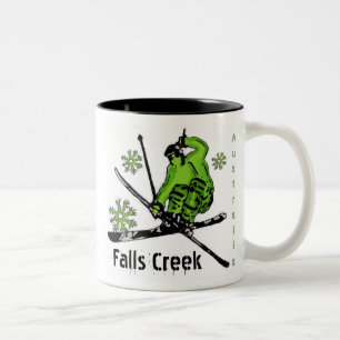 Taza Bicolor Falls Creek Australia verde esquiar música