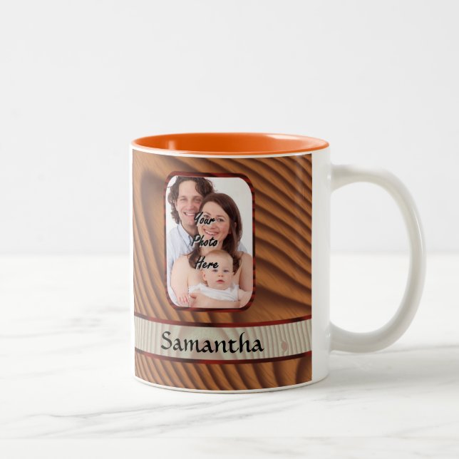 Taza Bicolor Falsa foto personalizada de madera (Derecha)