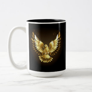 Taza Bicolor Falsa paloma de paz del Relieve metalizado dorado