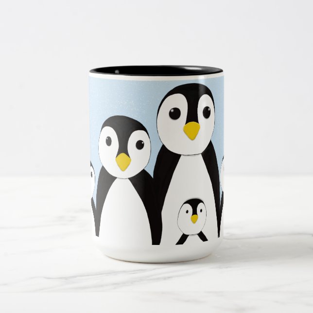 Taza Bicolor Familia Cute Penguin (Centro)