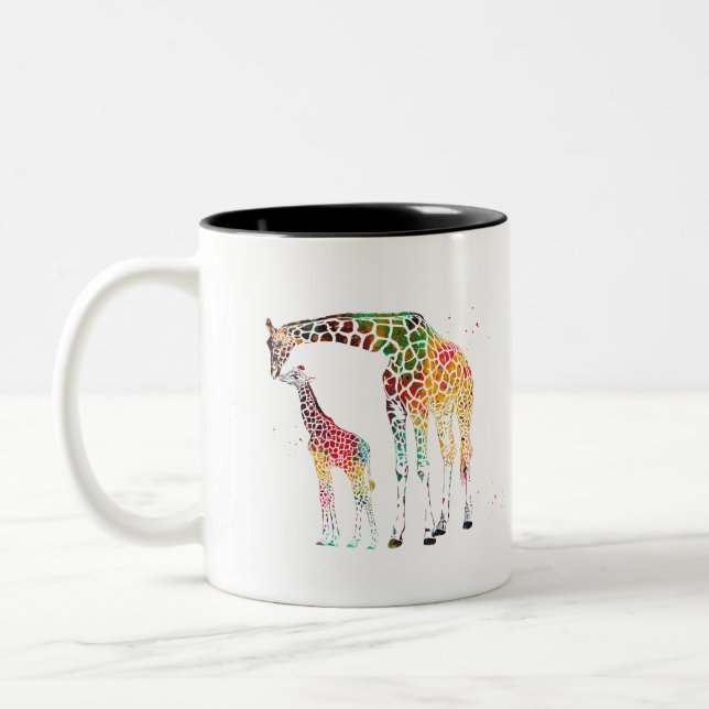 Taza Bicolor Familia de jirafas (Izquierda)