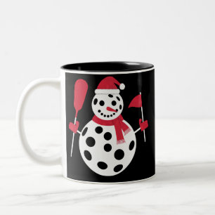Taza Bicolor Familia de muñeco de nieve con sombrero de Santa N