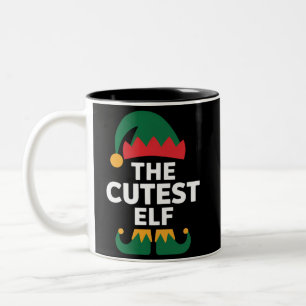 Taza Bicolor Familia de Navidad con elfos coincidentes más lind