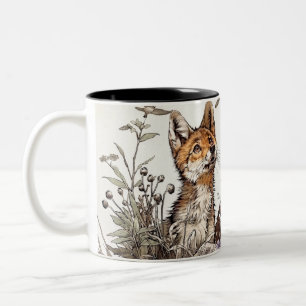 Taza Bicolor Familia de zorros "Cambiar juntos" Vida silvestre 