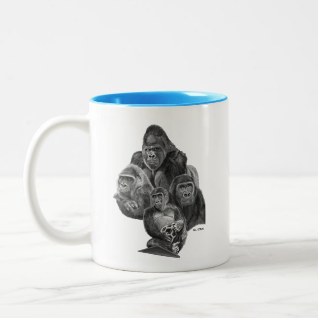 Taza Bicolor Familia Gorilla (Izquierda)