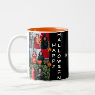 Taza Bicolor Familia Halloween moderna y espeluznante de tres C