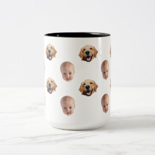 Taza Bicolor Familia personalizada Cara de 2 fotos Mug