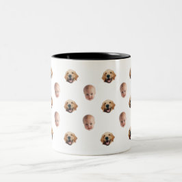 Taza Bicolor Familia personalizada Cara de 2 fotos Mug