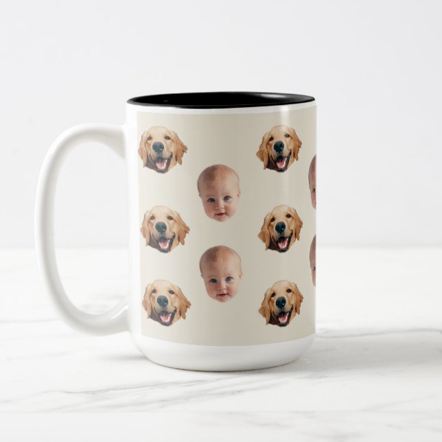 Taza Bicolor Familia personalizada Cara de 2 fotos Mug (Izquierda)