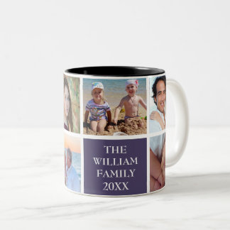 Taza Bicolor Familia Personalizado 6 Collage de fotos morada