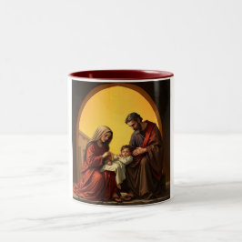 Taza Bicolor Familia Santa, Niño Jesús María y José Café Mug