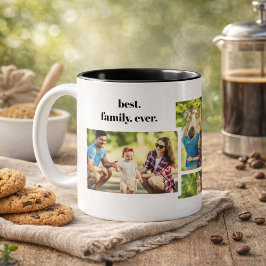 Taza Bicolor Family Photo Collage - 4 Photos and Custom Text
