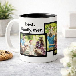 Taza Bicolor Family Photo Collage - 4 Photos and Custom Text