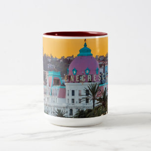 Taza Bicolor Famoso hotel de lujo Hotel Negresco en Niza Franci