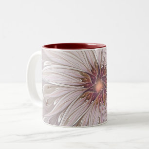 Taza Bicolor Fantasía floral, resumen Flor pastel moderna