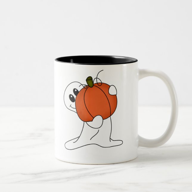 Taza Bicolor Fantasma con Calabaza Naranja (Derecha)