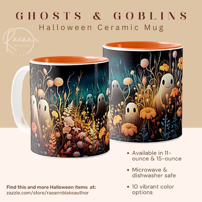 Taza Bicolor Fantasma Cutest y Goblins Halloween Ceramic Mug (Subido por el creador)