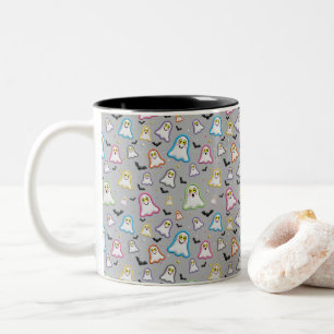 Taza Bicolor Fantasma de Halloween, murciélagos, estrella, conf