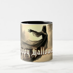 Taza Bicolor Fantasma Femenina Negra en Infierno - Halloween