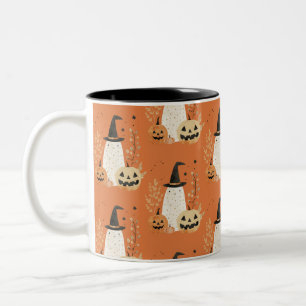Taza Bicolor Fantasma lindo con Jack—o-Farterns Halloween Patte