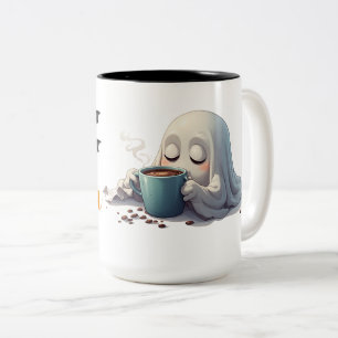 Taza Bicolor Fantasma Soñoliento Disfrutando del Descanso de Ca