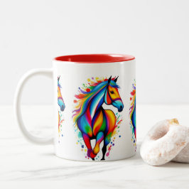 Taza Bicolor Fantasy Horse Art Mug