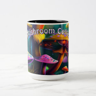 Taza Bicolor Fantasy Mushrooms Coffee Cup