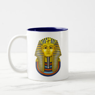 Taza Bicolor Faraón dorado egipcio y Ankh