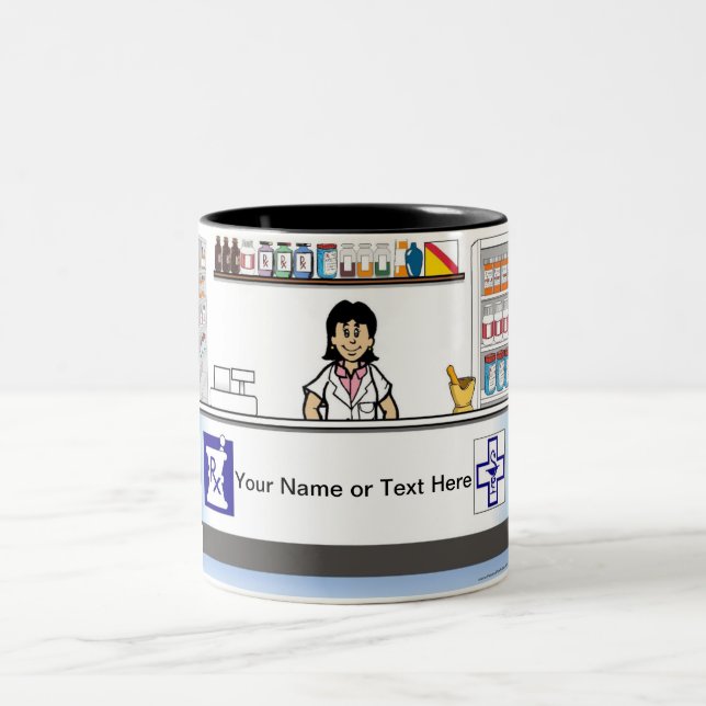 Taza Bicolor Farmacéutica personalizada - Personalizado femenin (Centro)