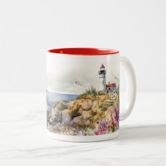 Taza Bicolor Faro acuático en primavera