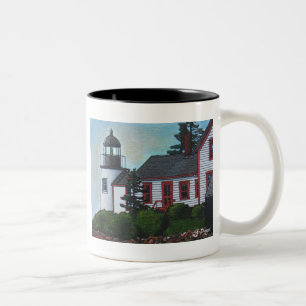 Taza Bicolor Faro de arte textil café Mug