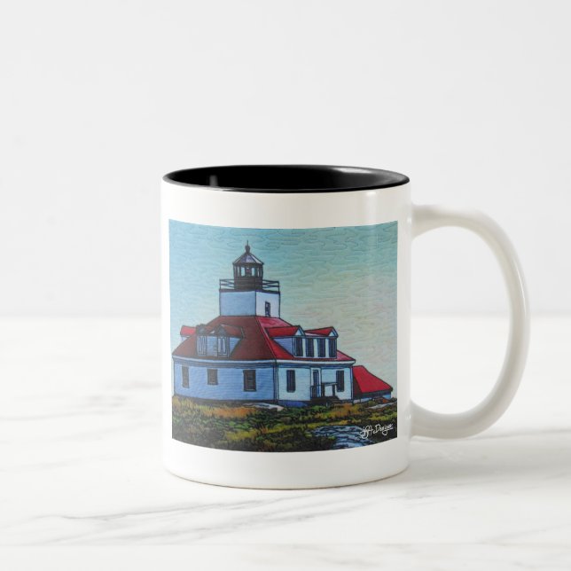 Taza Bicolor Faro de arte textil café Mug (Derecha)