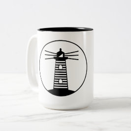 Taza Bicolor Faro de baliza oceánica náutica arte rayado