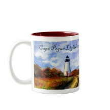 Faro de Cape Pogue Mug (pintura y texto)