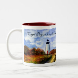 Taza Bicolor Faro de Cape Pogue Mug (pintura y texto)