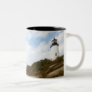 Taza Bicolor Faro del punto de Pemaquid en una ladera rocosa