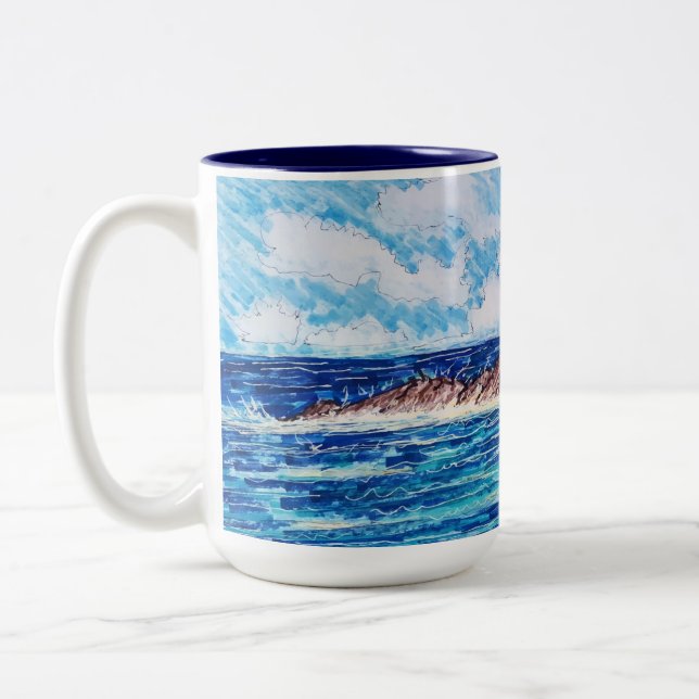 Taza Bicolor Faro en Azul (Izquierda)