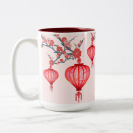 Taza Bicolor Faros de fletamento de cerezo del año lunar nuevo 