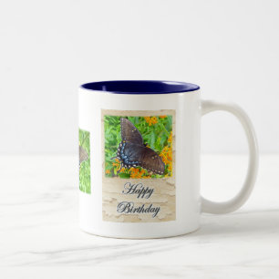 Taza Bicolor Fase Oscura Tiger Swallowtail Butterfly Cumpleaños