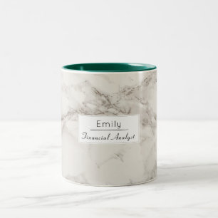 Taza Bicolor Faux Marble Alabaster Taupe Tan moderno Personaliz