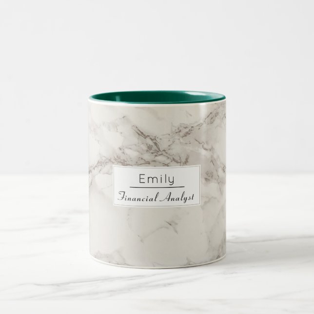 Taza Bicolor Faux Marble Alabaster Taupe Tan moderno Personaliz (Centro)