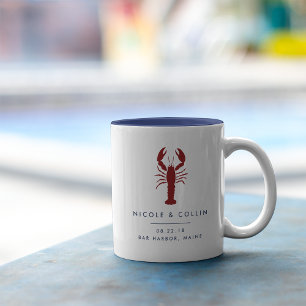Taza Bicolor Favor de la Boda de la Langosta de Verano
