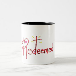 Taza Bicolor Fe Cruzada Cristiana Redimida Corazones 