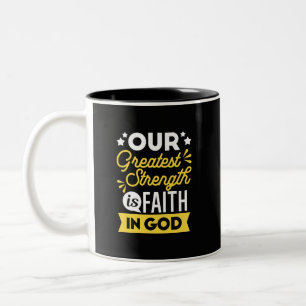 Taza Bicolor Fe en Dios - Nuestra Mayor Fortaleza Frase