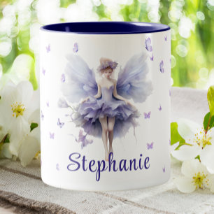 Taza Bicolor Febrero Violet Biret Month Floral Flower Fairy