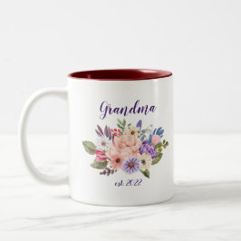 Taza Bicolor Fecha de la abuela del personalizable - Primera ab