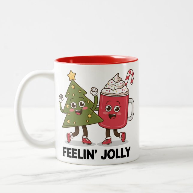 Taza Bicolor Feelin Jolly Christmas Tree Coffee Lover Winter (Izquierda)